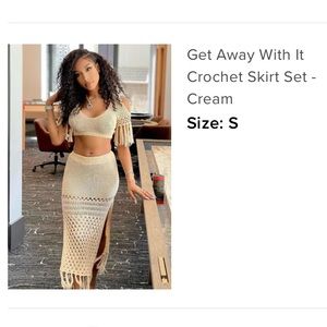 Fashion Nova Get Away With It Crochet Skirt Set - Cream